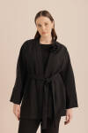 Siyah Kumaş Broşlu Kimono - 5