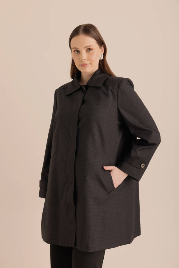 Siyah Kumaşı Dokulu Su İtici Özellikli Kap - Aker