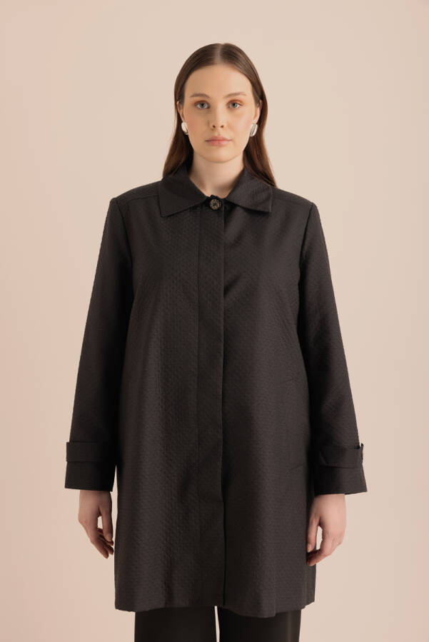 Siyah Kumaşı Dokulu Su İtici Özellikli Kap - 4