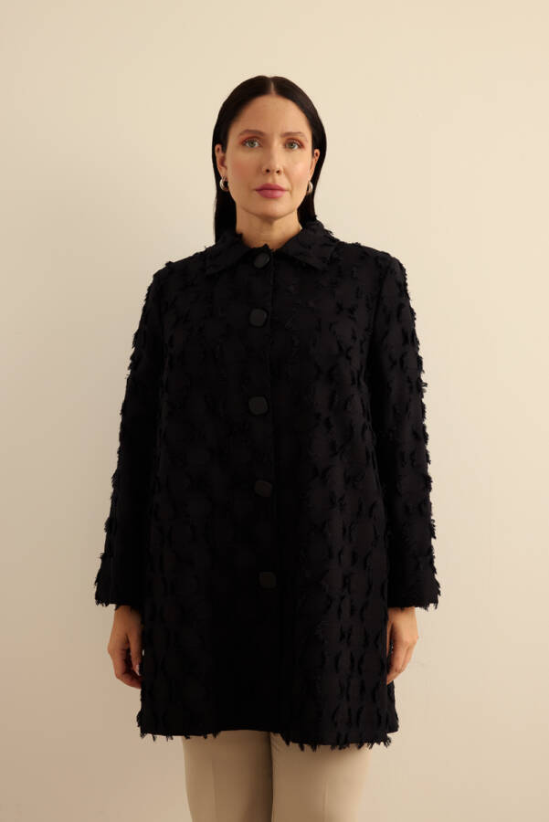 Siyah Kumaşı Püskül Detaylı Kap - Aker (1)