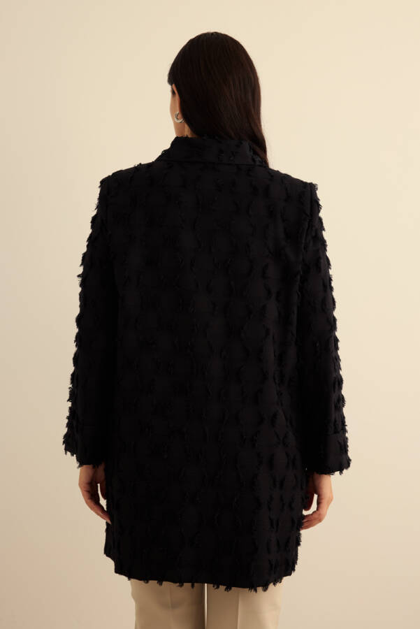 Siyah Kumaşı Püskül Detaylı Kap - 7