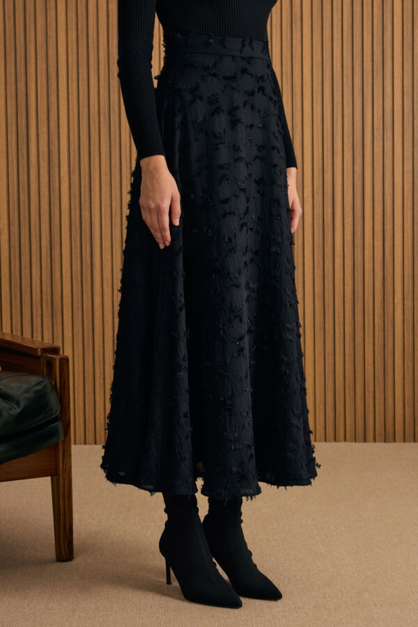 Siyah Kumaşı Püsküllü Dokuma Etek - 5