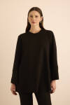 Siyah Kup Detaylı Cotton Sweatshırt 