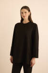 Siyah Kup Detaylı Cotton Sweatshırt - 2