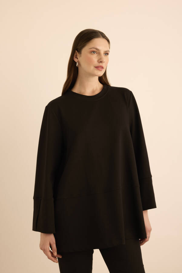 Siyah Kup Detaylı Cotton Sweatshırt - 4