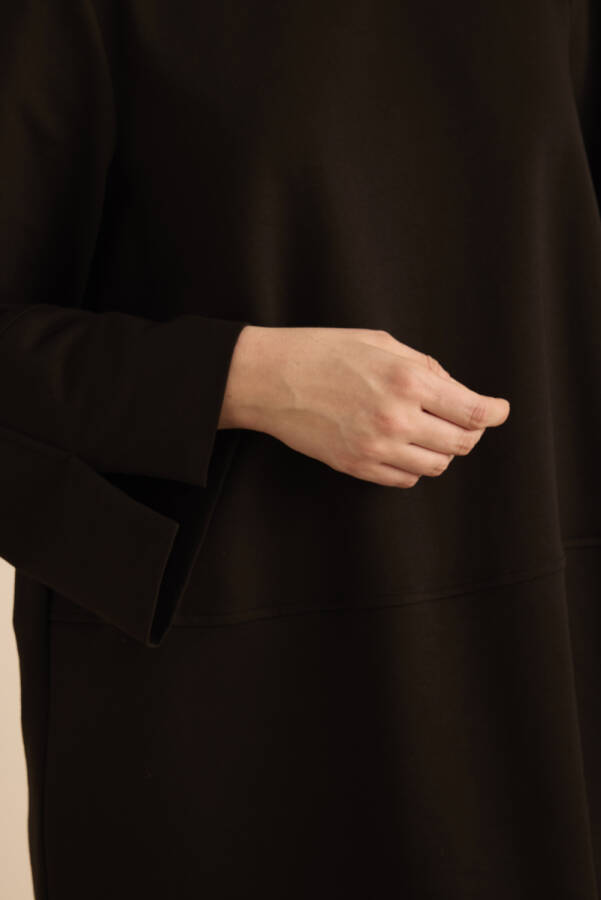 Siyah Kup Detaylı Cotton Sweatshırt - 5