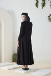 Siyah Kup Detaylı Elbise - 5
