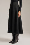 Siyah Kup Detaylı Parlak Viscon Etek - 4