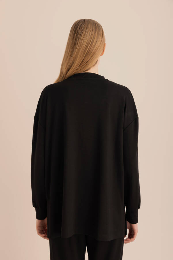 Siyah Kup Detaylı Sweatshirt - 7