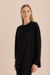 Siyah Kup Detaylı Sweatshirt - 5