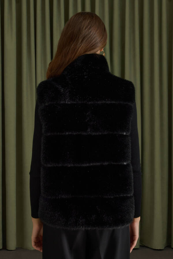Siyah Kürk Yelek - 6