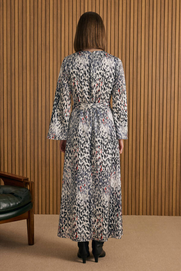 Siyah Leopar Desenli Elbise - 7