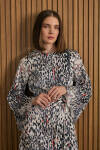 Siyah Leopar Desenli Elbise - 2