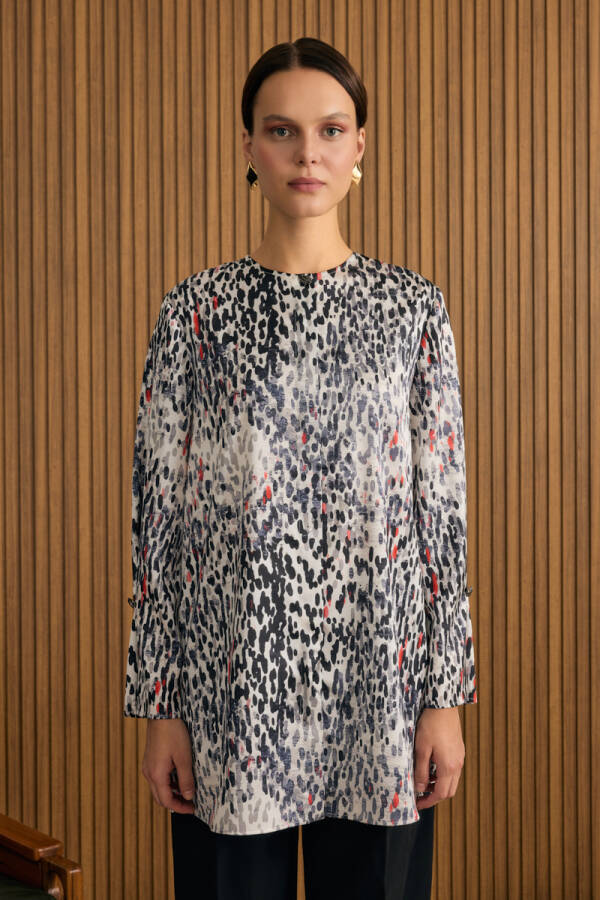 Siyah Leopar Desenli Tunik - 1