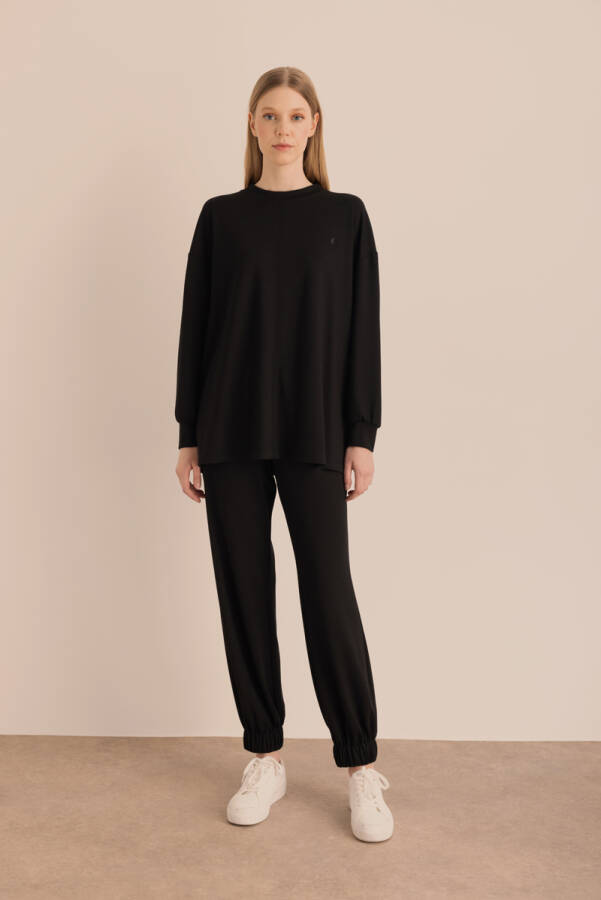 Siyah Logo Detaylı Jogger Eşofman Altı - 1