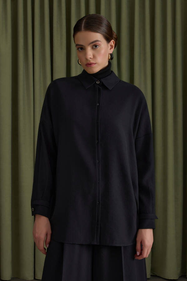 Siyah Lyocell Bluz - Aker