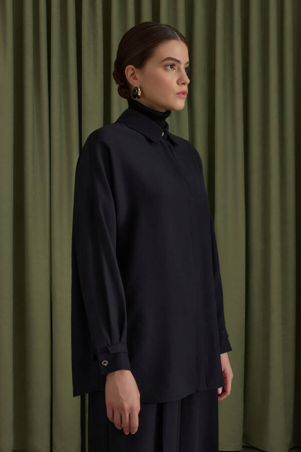 Siyah Lyocell Bluz - 3