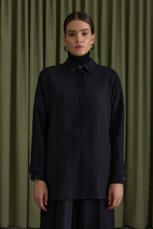 Siyah Lyocell Bluz - 2