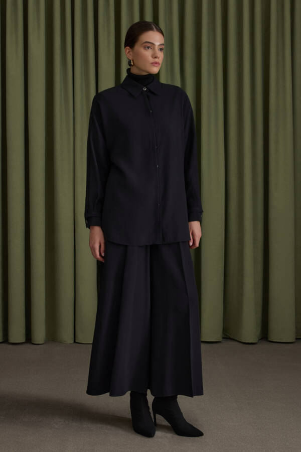 Siyah Lyocell Pantolon - Aker