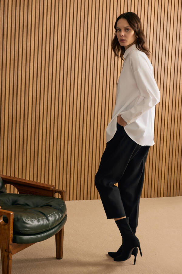 Siyah Lyocell Pantolon - Aker