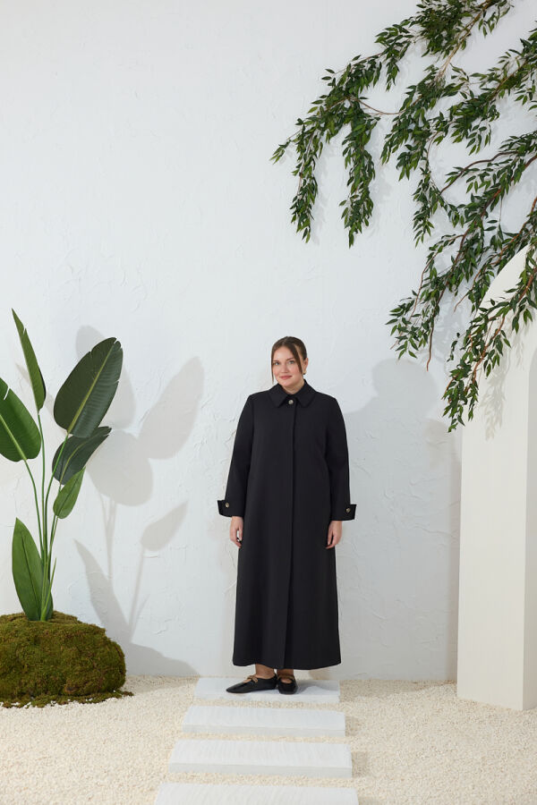 Siyah Manşet Detaylı Pardösü - Aker