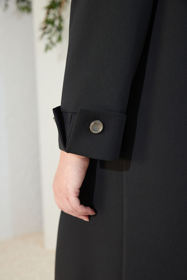 Siyah Manşet Detaylı Pardösü - 6