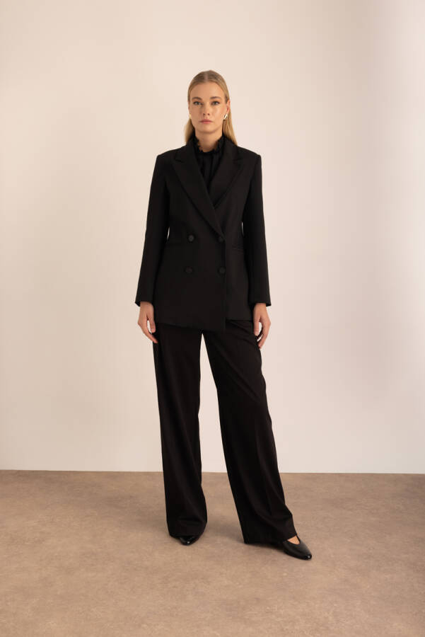 Siyah Ön Asimetrik Kapama Ceket - Aker (1)