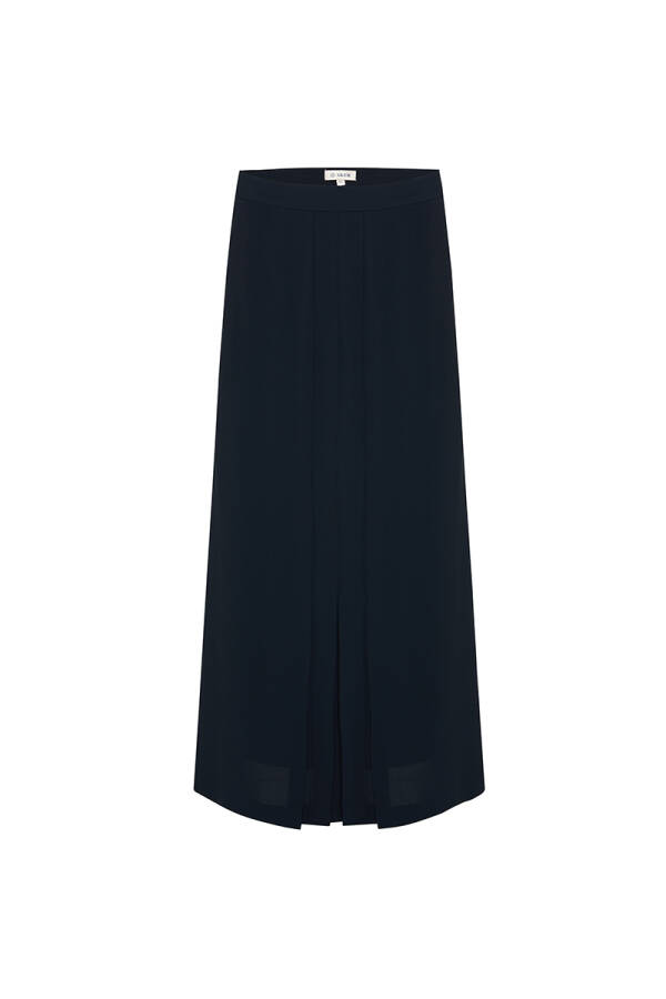 Siyah Ön Ortası Çift Pile Detaylı Etek - 1