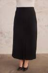 Siyah Ön Ortası Çift Pile Detaylı Etek - 5