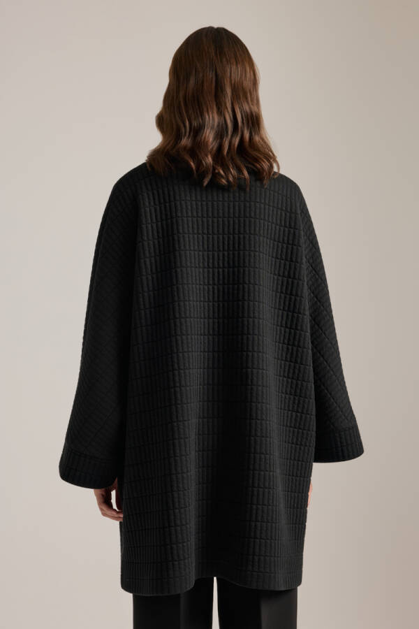 Siyah Önden Bağcık Detaylı Hırka - 6