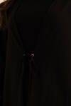 Siyah Önden Bağcık Detaylı Örme Kimono - 6