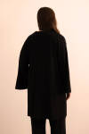 Siyah Önden Bağcık Detaylı Örme Kimono - 7