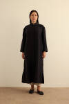 Siyah Önden Düğmeli Ferace 