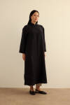 Siyah Önden Düğmeli Ferace - 3