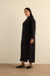 Siyah Önden Düğmeli Ferace - 4