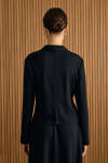 Siyah Önden Fermuarlı Kısa Örme Ceket - 4