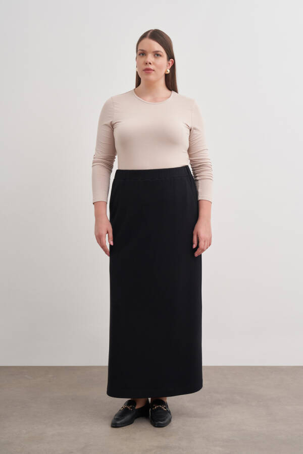 Siyah Örme Uzun Etek - Aker (1)