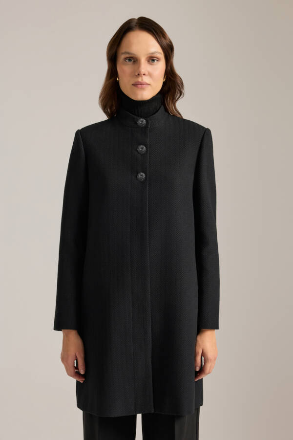 Siyah Özel Dokulu Kumaş Kap - 5