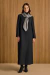 Siyah Özel Dokulu Kumaş Pardösü - 2