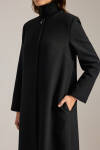 Siyah Özel Dokulu Kumaş Pardösü - 5