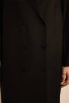 Siyah Özel Dokuma Kumaştan Viscon İçerikli Pardösü - 4