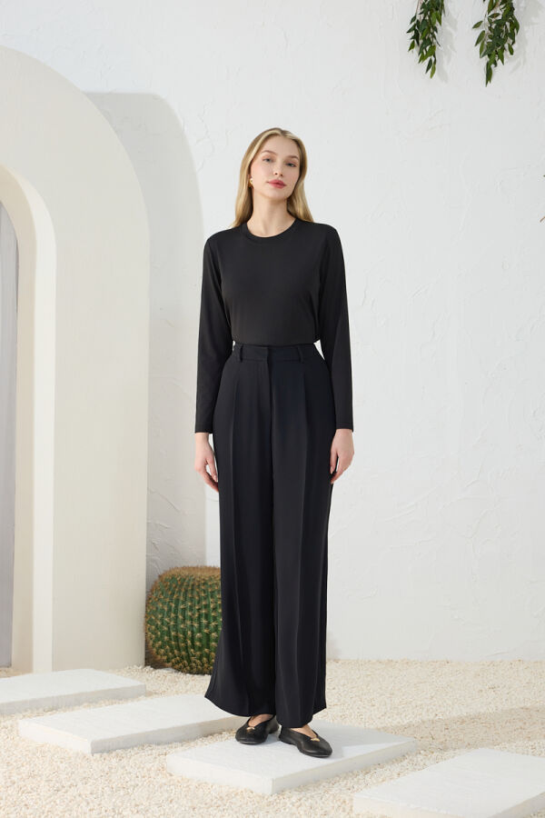 Siyah Palazzo Pantolon - 3