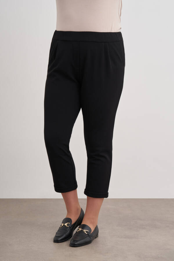 Siyah Beli Lastikli Dokuma Pantolon - 3