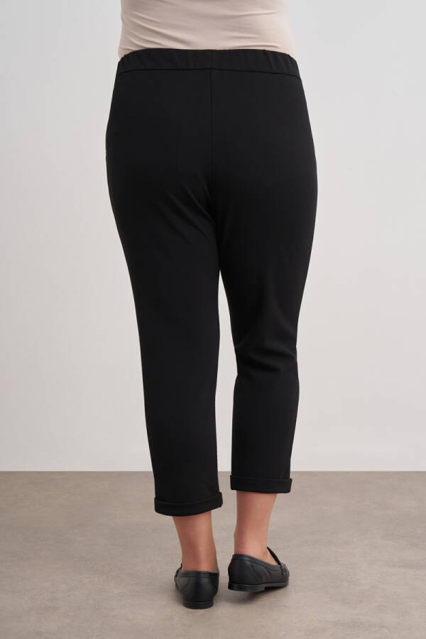 Siyah Beli Lastikli Dokuma Pantolon - 5