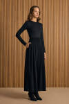 Siyah Pileli Crep Pantolon Etek - 1