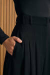 Siyah Pileli Crep Pantolon Etek - 4