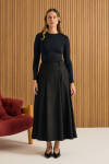 Siyah Pileli Kloş Dokuma Etek - 2