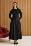 Siyah Pileli Kloş Dokuma Etek - 3