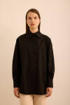 Siyah Rahat Form Cotton Gömlek - 2