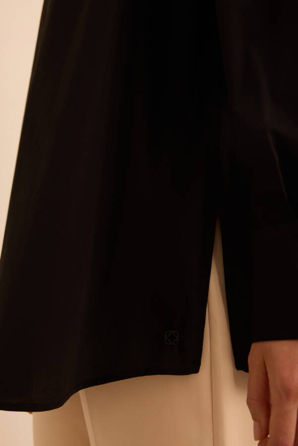 Siyah Rahat Form Cotton Gömlek - 5